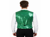 Mens Sequin Vest Waistcoat Disco Sparkle Costume Dance Party One Size - Green V563-17814-GREEN