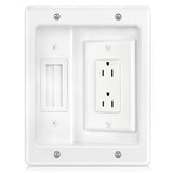 Recessed Outlet Box in Wall Cable Management Kit 15A 125V Hide TV Power Cables & Low Voltage Wires V1369-AZ3-W-08286
