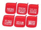 6Pcs Christmas Pot Holders with Pocket Heat Resistant Hot Pad Oven Mitts Cookie Bag Christmas Pot V1294-YM0512-3115220143811