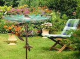 Garden Bird Bath, Large Outdoor Water Bowl, Iron Construction, 77 Cm Tall, Adjustable Height, Leaf V1366-AZ2-W-27720
