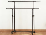 Double-rod Adjustable Clothes Rack with Pulley-Back V1161-972836