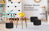 Fabric Ottoman Round Wooden Leg Foot Stool - BLACK V274-FT-GQST01-BK