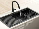 Cefito Stainless Steel Sink 81x45CM With Pull Out Mixer Tap Kitchen Basin Single Bowl Black SINK-BLACK-8145T-52