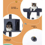 i.Pet Cat Tree Tower Scratching Post Scratcher 138cm Trees Condo House Grey PET-CAT-M138-GR