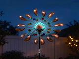 Gardeon Garden Windmill Metal Wind Spinner Solar Light Outdoor 190cmr Bronze GWM-190CM-FWSL-BZ