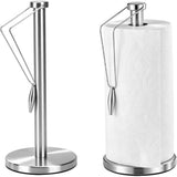 Stainless Steel Paper Roll Holder with Weighted Base Freestanding and Side Retaining Arm for Kitchen V1370-AZ4-25410