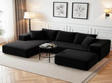 Artiss Modular Bed with Ottoman Sectional Boneless Couches for Living Room Corduroy Compressed SBED-K-CDY-5S-BK-ABC