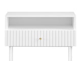 Sarantino Cecil Slender Fluted Bedside Table - White TBL-18F-4YQ-WH
