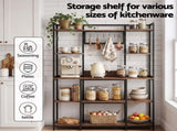 Artiss Kitchen Rack with 6 Hooks Microwave Storage Shelf 120cm x 170cm KR-MEL-5S-120-BKBR