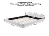 Artiss King Bed Frame with Charging, LED Lights & Tufted Headboard BFRAME-I-PUFF-K-WH-AB