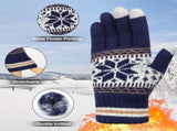 3 Pairs Touch Screen Gloves with Snow Flower Pattern, Warm Knit Winter Gloves Christmas Gifts V1189-LWWAL-20260325-00027