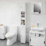 White Tall Bathroom Cabinet High Storage V178-63384