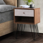 Artiss Bedside Table 1 Drawers with Shelf - LARS FURNI-G-IND-BSIDE-01-WD