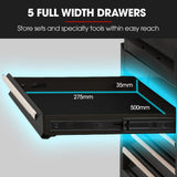 BULLET Pro 16 Drawer Tool Box Cabinet Chest Storage, Toolbox Garage Organiser Set, Black V219-TOLCCCBU79KA