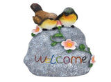 Double Sparrow Welcome Sculpture Cute Simulation Resin Ornament for Outdoor Home Garden Yard V1294-YM0718-3111210479511