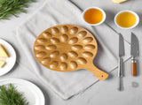 Round Wooden Serving Tray with Handle 24 Holes for Storing Deviled Eggs Sustainable Wood Design V1258-DP02-BOL-251