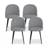 Artiss Dining Chairs Set of 4 Linen Solid Curved Houndstooth MO-DIN-02-LI-HSX4