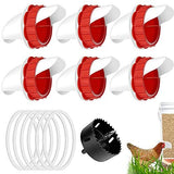 Chicken Feeder No Waste, Rain-Proof Poultry Automatic Feeder with Lid Gravity Feeding Kit 6 Ports -1 V1192-AZ-W-11838