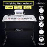 Karrera 61-Key Electronic LED Keyboard Piano with Stand - Silver EKB-CHJ-61-SL-LED