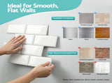 Artiss 3D Peel and Stick Wall Tiles Self Adhesive Subway Backsplash 10 Sheets, White PST-200-WH