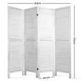 Artiss 4 Panel Room Divider Screen 163x170cm Louver White RD-B-0539-4P-WH