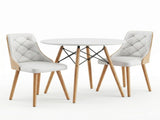 Artiss Table and Chairs Set 3PCS 90cm 2 Seater Round Set for Kitchen, Apartment, DSET-TAB90-2004-WHX2