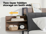 Artiss Metal Bed Frame Double Size with 2-Tier Hidden Storage with Charging Station MBED-C-SOT-D-GY-ABC