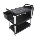 SOGA 3 Tier 83x43x95cm Food Trolley Food Waste Cart With Two Bins Storage Kitchen Black Small FOODCARTRUBBISHWITHWASTEBINSS