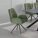 Dining Chair Linen Fabric Upholstered Seat Powder Coated Iron Legs V43-AC-DXTR
