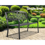 Gardeon Outdoor Garden Bench Seat Steel Outdoor Furniture 3 Seater Park Black GB-STEEL-XG201-BK