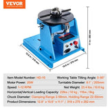 VEVOR Rotary Welding Positioner 10KG, 0-90&deg; Welding Positioning Turntable Table with 8.1 Inch 3-Jaw V952-HJBWJX10KG20A453NV3