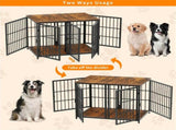 Fin 4 Doors Ultra Thicken Dog Crate Cage End Table Divided Dog Puppy Kennel For 2 Dog V767-P-XL1198-BK-V1
