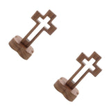 2pcs Wooden Standing Cross Set Table Decor with Stand Christian Wood Cross Statue for Home or Church V1370-AZ4-23195