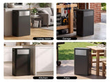 Cefito 30L Commercial Trash Can with Lid Front Push Flap Rubbish Bin Black RB-C-PRESS-30L-BK