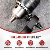 2 In 1 Drill Chuck Ratchet Spanner, 2026 New Drill Chuck Ratchet Wrench With 3 Interchangeable V1258-DP02-F-36