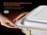 Chafing Dish Buffet Set, 8 Qt 4 Pack, Stainless Steel Chafer with 2 Full Size and 4 Half Size Pans, V952-ZFXBXGSTGK4J10ULXV0