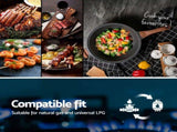 Devanti 59cm Gas Cooktop 3 Burner Knob Control Glass Hob Cast Iron Black CT-GAS-3B-BK