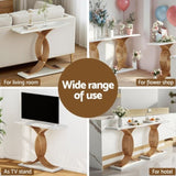 Artiss Console Table Marble Effect White&Gold FUR-Z-CST-01-MBWH