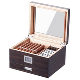 50 Cigar Humidor Glasstop Cedar Cigar Box Humidifier & Hygrometer & Drawer V952-XQBSJMTKJ3055E7JTV9