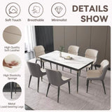Dark Grey Italian Minimal List Dining Chairs PU Retro Chair Cafe Kitchen Modern Metal Legs x2 V255-I-DICHAIR-DR-GREY