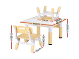 Keezi Kids Table and 2 Chairs Set Height Adjustable Toddler Desk and Chair Set for Ages 3-8, KTC-A-GRA-2CHAIRS-NAT