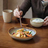 Ceramic Plates Flame Pattern Plates Deep Salad Bowls Noodle Bowls Fruit Plates - Multi - Size L V1347-122-42848-MLT-L