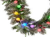 Christabelle 2.7m Snowy Christmas Garland with LED Coloured Baubles Lights Tree Decoration Orna 112_SENCR105