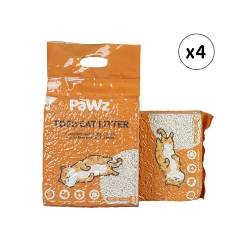 PaWz 2.5kg Tofu Cat Litter Clumping Natural PT1196-ORIGINAL-4PCS