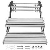 Heavy Duty Double Aluminium Caravan Step Anti-Slip RV Entry Step, Stable 2-Tier Camping Step, V1181-AT003-SL