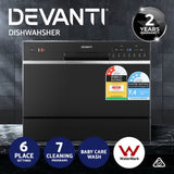 Devanti 6 Place Settings Benchtop Dishwasher Black BDW-6-02I-BK