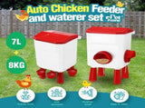 CARLA HOME Automatic Chicken Feeder Waterer Set with 8KG Food 7L Water Capacity for Coop, Chickens, LSB-36357