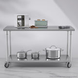 SOGA 150cm Commercial Catering Kitchen Stainless Steel Prep Work Bench Table with Wheels WORKBENCHSS8010150CM