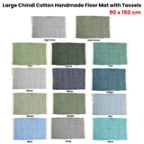 Large Chindi Cotton Handmade Floor Mat with Tassels 90 x 150 cm Aqua V442-BZO-FLOORR-LARGECHINDI-AQUA-RE