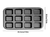 JWDX Non-Stick Pan Clearance, 12 Cup Square Baking Pan Non Stick Baking Pan Bread Plaid Cake Baking V1189-LWWAL-20260325-01975